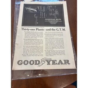 Goodyear Vintage 1921 Print Ad Black White Industrial Decor Aviation Map Art